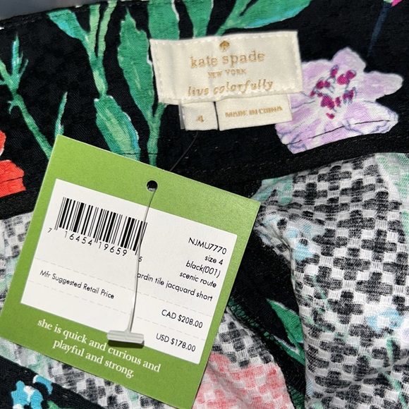 NEW! KATE SPADE ♠️ Size 4 JARDIN TILE JACQUARD Shorts Scenic Route - Picture 10 of 10
